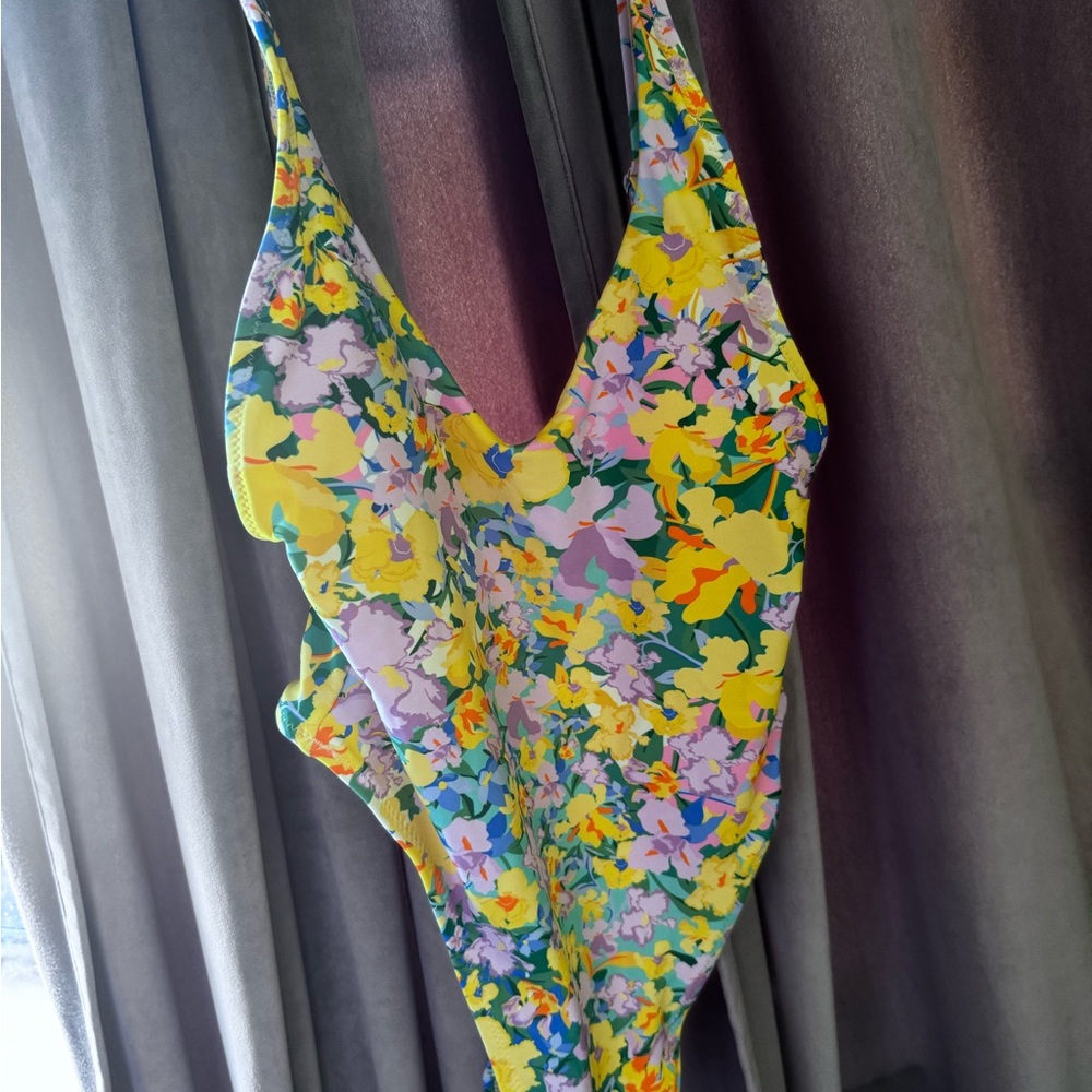 RELLECIGA Floral One Piece Swimsuit - Yellow and Purple